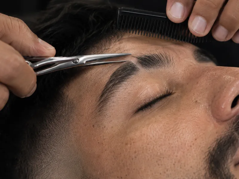 Diseño de cejas con tijera y peine