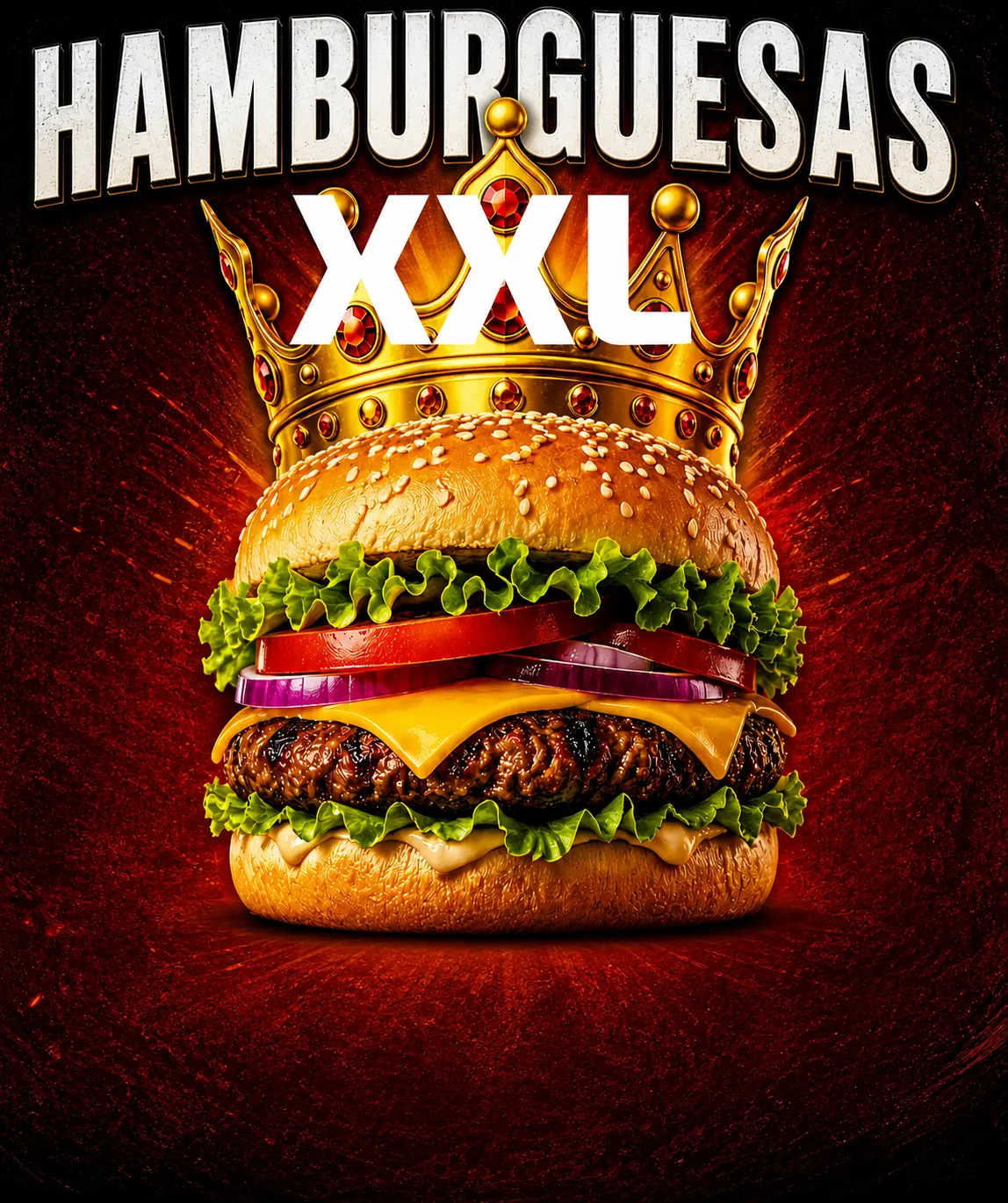 Hamburguesa XXL El Rey — con corona, grande de verdad